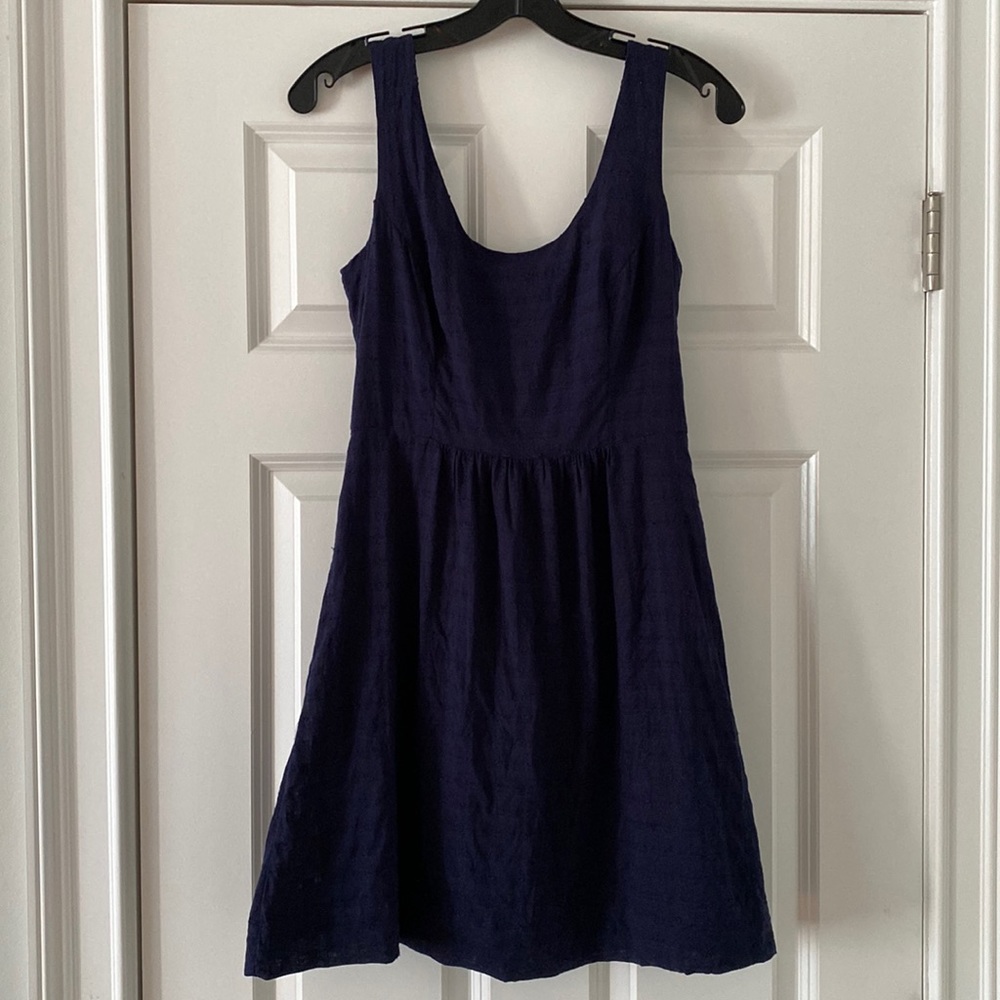 Dark blue fit and flare tank dress